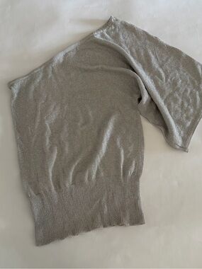 Vintage Cache Silver Metallic One Shoulder Stylish Knit Top
